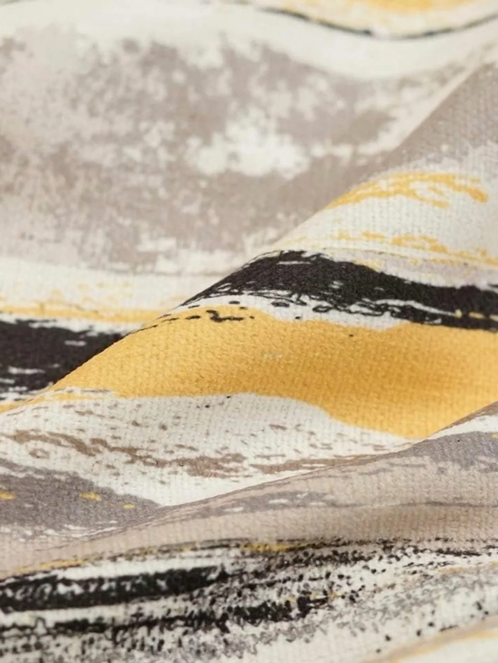 Striped Accent Pillow Cover in Yellow, Black, Gray and Cream